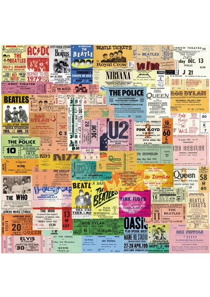 Retro Havayolu Biniş Kartı Bilet Müzik Rock Grup Damga Grafiti Stickerları - E-Ticaret Başlığı (Yurt Dışından)