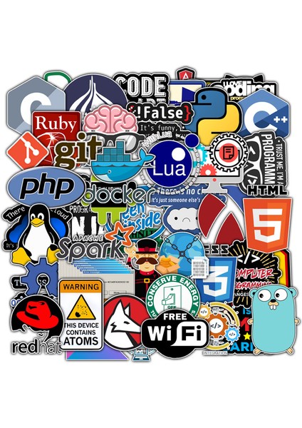30 ADET-AZ062 Stili Pcs Çizgi Film Programlama Sticker Graffiti Laptop Buzdolabı Telefon Kaykay Bilgisayar Araba Etiket Paketi Dıy Çocuk Oyuncak F5 (Yurt Dışından)