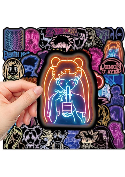 50 Adet Tarzı Pcs Anime Neon Graffiti Sticker Kask Kaykay Defter Gitar Bisiklet Hediye Oyuncak Çıkartma Cartoon Sticker (Yurt Dışından) fırsatları