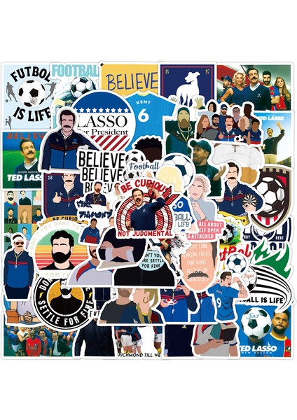 10 Adet Rastgele Zj Stili Pcsset Çizgi Dizi Ted Lasso Tv Şovu Karışık Grafiti Stickerları Bagaj Diy Kasa Kaykay Stickerlar Dizüstü Bilgisayar Kask Gitar (Yurt Dışından)