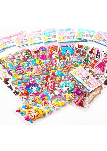 10 Yüz Rastgele Stili Kızlar Çizgi Kıyafetleri Giydirme 3D Balon Moda Pvc Stickerlar Laptop Kitap Kawaii Oyuncaklar - 10 Sayfa (Yurt Dışından) fırsatları