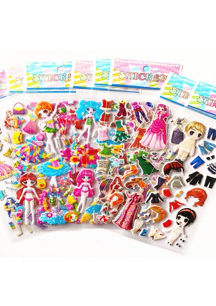 10 Yüz Rastgele Stili Kızlar Çizgi Kıyafetleri Giydirme 3D Balon Moda Pvc Stickerlar Laptop Kitap Kawaii Oyuncaklar - 10 Sayfa (Yurt Dışından) indirimleri