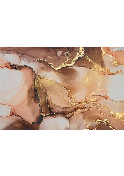 Kahverengi - Gold Mermer Desen