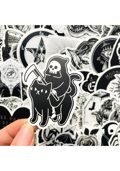 No.3 Tarzı Siyah Beyaz Gotik Tarzı H Gerilim Sticker'lar Cool Pegatina Için Dıy Laptop Kaykay Gitar Araba Çıkartmaları Etiket (Yurt Dışından)