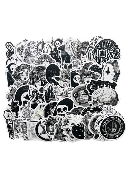 No.3 Tarzı Siyah Beyaz Gotik Tarzı H Gerilim Sticker'lar Cool Pegatina Için Dıy Laptop Kaykay Gitar Araba Çıkartmaları Etiket (Yurt Dışından)