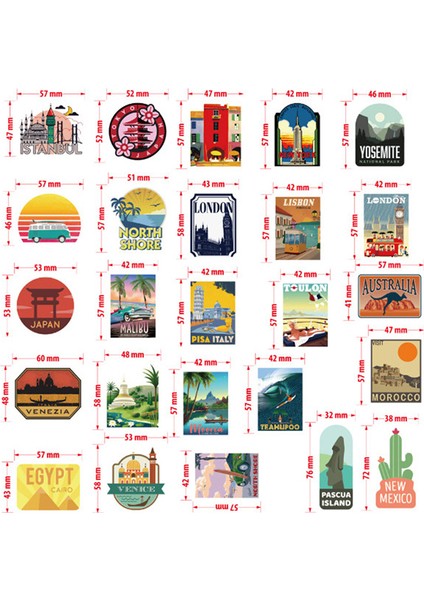 Sarı Stil Seyahat Şehir Manzara Çizgi Film Grafiti Sticker Dıy Motosiklet Kaykay Defter Valiz Su Geçirmez Sticker Etiket (Yurt Dışından)