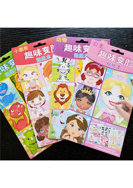 Kırmızı Stil Çocuklar Için Yeniden Kullanılabilir Stickerlar Prens ve Prensesler, Karikatür Hayvanlar, Yüz Değiştirme Bulmaca Oyunları Montaj Oyuncakları Hediye (Yurt Dışından) modelleri