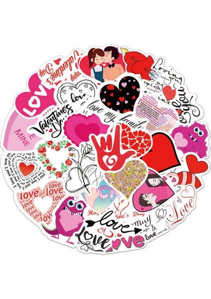 E-50 Adet Tarzı Sevgililer Günü Sticker Hediye Aşık Için, Gitar Motosiklet Kaykay Araba Dizüstü Bilgisayar Buzdolabı Sticker'a Dıy Yapmak Için Aşk Sizi Seviyorum (Yurt Dışından)