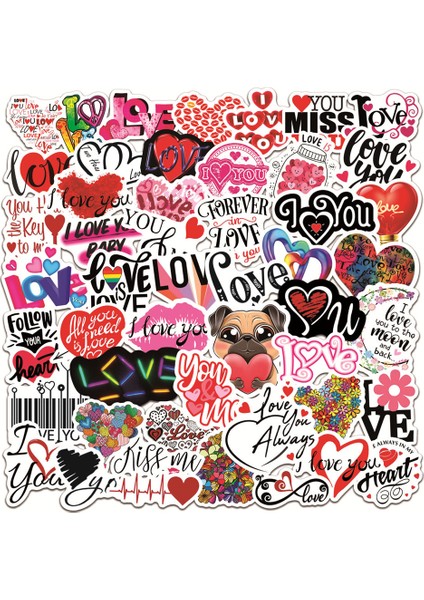 E-50 Adet Tarzı Sevgililer Günü Sticker Hediye Aşık Için, Gitar Motosiklet Kaykay Araba Dizüstü Bilgisayar Buzdolabı Sticker'a Dıy Yapmak Için Aşk Sizi Seviyorum (Yurt Dışından) indirimleri