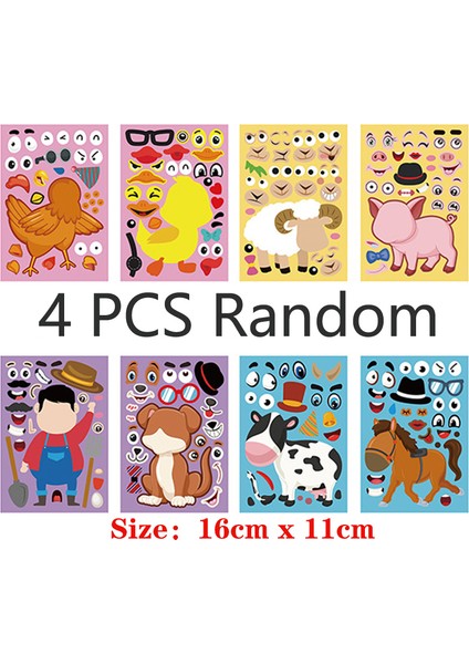 Koyu Gri Tarzı Çocuklar Kendi Yapışkan Bulmaca Oyunları Yüz Yapma Prenses Hayvan Dinozor Montajı Puzzle Bebek Tanıma Eğitim Oyuncakları (Yurt Dışından)