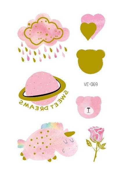 No.69 Tarzı Çocuklar Için Çizgi Film Unicorn Geçici Dövme Sticker Yüz Çocuk Vücut Sahte Dövme Vücut Makyajı Su Geçirmez Yüz Etiketleri (Yurt Dışından)