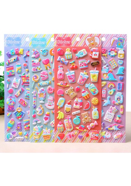 Bir Stil Sevimli Tatlı Şeker 3D Puf Oyuncak Sticker Scrapbooking Yapışkan Defter Sticker Kawaii Kırtasiye Sticker Çocuk Kız Oyuncak Hediye (Yurt Dışından)