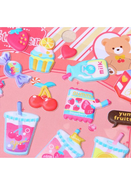 Bir Stil Sevimli Tatlı Şeker 3D Puf Oyuncak Sticker Scrapbooking Yapışkan Defter Sticker Kawaii Kırtasiye Sticker Çocuk Kız Oyuncak Hediye (Yurt Dışından)