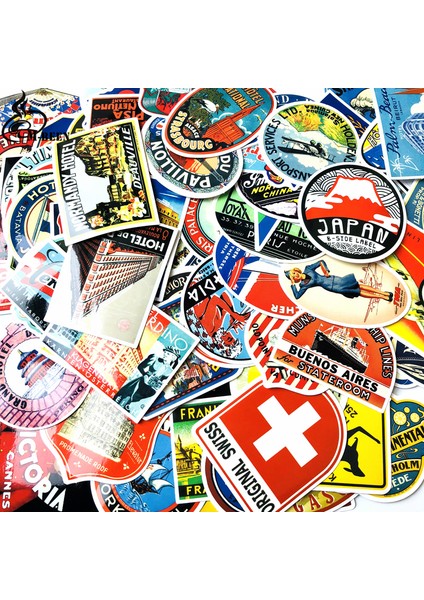 Karışık Retro Seyahat Otel Logosu Ülke Sticker'ları - Valiz Bisiklet Kaykay Kitap Dizüstü Bilgisayar Sticker'ı Hidro Vsco Kızı Için (Yurt Dışından)