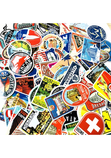 Karışık Retro Seyahat Otel Logosu Ülke Sticker'ları - Valiz Bisiklet Kaykay Kitap Dizüstü Bilgisayar Sticker'ı Hidro Vsco Kızı Için (Yurt Dışından) modelleri