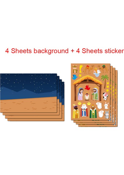 8 Sayfa Stili Çocuklar Için 24 Sayfa Doğum Sahnesi Stickerları Oyunları Çocuklar Bir Doğum Sahnesi Yapın Stickerları Komik Noel El Sanatları Hediyeler (Yurt Dışından)