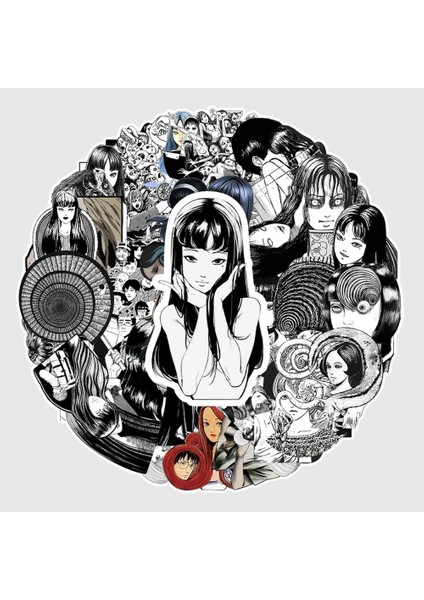 B-50PCS Tarzı Pcs H Çizgi Roman Sticker Siyah ve Beyaz Japon Anime Tomie Kaykay Tekrarlanabilir Bagaj Laptop Sticker (Yurt Dışından) fiyatları