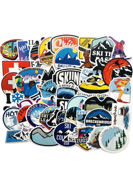 Açık Hava Macera Kış Kayak Manzara Sticker Seyahat Su Geçirmez Dıy Laptop Bavul Bisiklet Kask Araba Kaykay (Yurt Dışından)