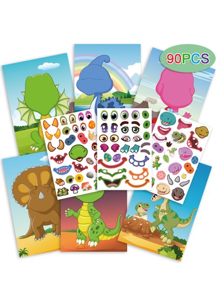 Sarı Stil Yüz Dıy Hayvan Puzzle Sticker Çocuklar Eğlenceli Oyun Hediye Yaratıcı Sticker Bebek Oyuncakları (Yurt Dışından) indirimleri