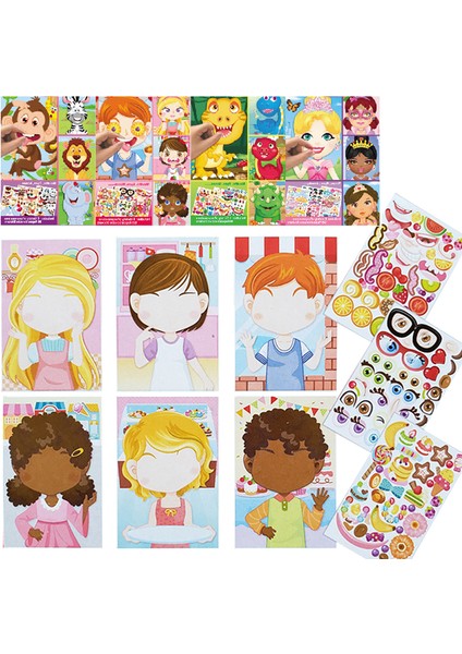4 Adet Rastgele Stil Çocuklar Kendi Yapışkan Bulmaca Oyunları Yüz Yapma Prenses Hayvan Dinozor Montajı Puzzle Bebek Tanıma Eğitim Oyuncakları (Yurt Dışından)