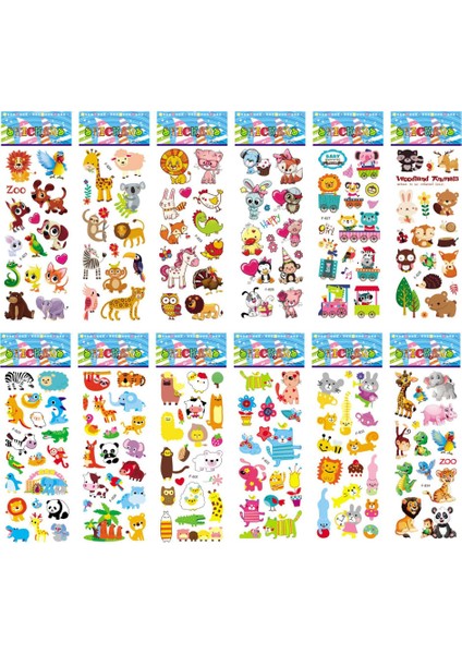 Stil 3 Stil 12 Sayfa Paket Çocuk Sticker 3D Kabarık Çeşitli Çizgi Film Hayvan Meyve Çeşitli Scrapbooking Sticker Kız Erkek Doğum Günü Hediyesi (Yurt Dışından) fiyatları