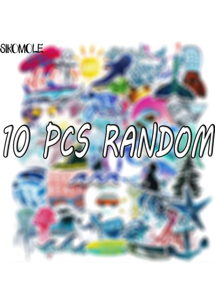 10 ADET-HT294 Tarzı Deniz Kaplumbağası Vsco Mavi Laptop Buzdolabı Telefon Kaykay Valiz Etiketi Grafiti Sticker F5 - Plaj Stickerları Surf Yazlığı (Yurt Dışından)