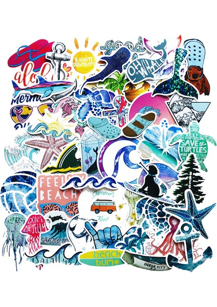 10 ADET-HT294 Tarzı Deniz Kaplumbağası Vsco Mavi Laptop Buzdolabı Telefon Kaykay Valiz Etiketi Grafiti Sticker F5 - Plaj Stickerları Surf Yazlığı (Yurt Dışından) fiyatları