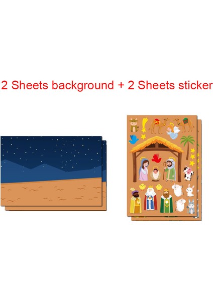 4 Sayfa Stili Çocuklar 24 Sayfa Doğum Sahnesi Stickerları Dıy Bulmaca Oyunları Oyuncakları Çocuklar Bir Doğum Sahnesi Yapın Stickerları Komik Noel El Sanatları Hediyeler (Yurt Dışından)