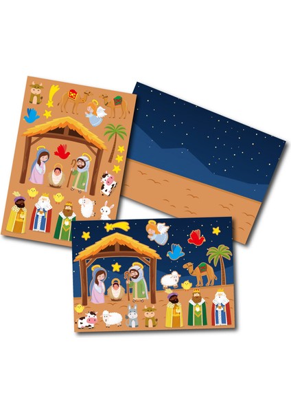 4 Sayfa Stili Çocuklar 24 Sayfa Doğum Sahnesi Stickerları Dıy Bulmaca Oyunları Oyuncakları Çocuklar Bir Doğum Sahnesi Yapın Stickerları Komik Noel El Sanatları Hediyeler (Yurt Dışından)
