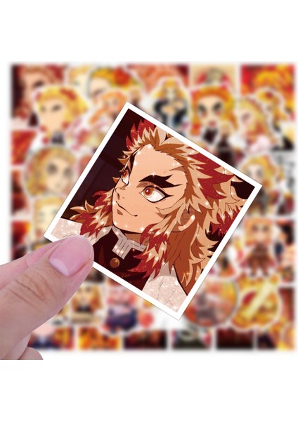 CS06-1 50 Adet Tarzı Rengoku Kyoujurou Çıkartmaları Kimetsu No Yaiba Mugen Tren Anime Pvc Su Geçirmez Çıkartmalar Çocuklar Için Hediye (Yurt Dışından) fırsatları
