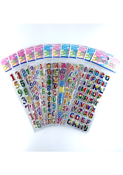 Sayı Harf Stili 12 Sayfalar Set Yarış Arabası Spor Arabalar Tarzı 3D Kabarık Balon Pvc Sticker Çocuk Çizgi Film Etiketler Erkekler Için Klasik Oyuncaklar (Yurt Dışından)