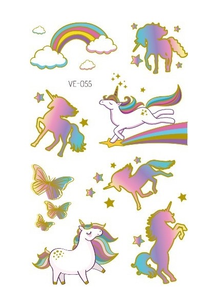 No.55 Tarzı Çocuklar Için Çizgi Film Unicorn Geçici Dövme Sticker Yüz Çocuk Vücut Sahte Dövme Vücut Makyajı Su Geçirmez Yüz Etiketleri (Yurt Dışından)