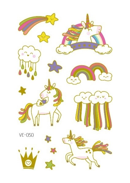 No.50 Stili Çocuklar Için Çizgi Film Unicorn Geçici Dövme Sticker Yüz Çocuk Vücut Sahte Dövme Vücut Makyajı Su Geçirmez Yüz Etiketleri (Yurt Dışından)