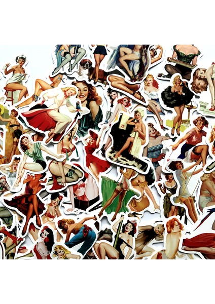 No.2 Tarzı Avrupa ve Amerika Retro Kız Pin Up Kız Sticker Dekorasyon Ajanda Sticker Dıy Ablum Günlük Scrapbooking Etiket Sticker (Yurt Dışından)