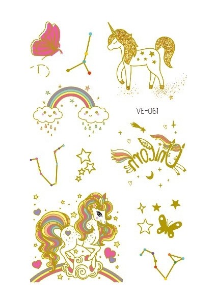 No.61 Stili Çocuklar Için Çizgi Film Unicorn Geçici Dövme Sticker Yüz Çocuk Vücut Sahte Dövme Vücut Makyajı Su Geçirmez Yüz Etiketleri (Yurt Dışından)