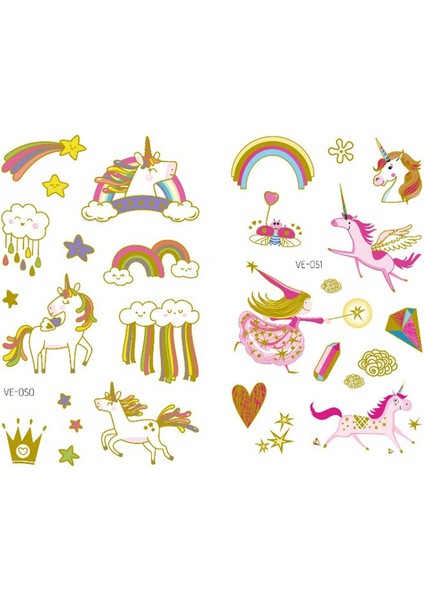 No.61 Stili Çocuklar Için Çizgi Film Unicorn Geçici Dövme Sticker Yüz Çocuk Vücut Sahte Dövme Vücut Makyajı Su Geçirmez Yüz Etiketleri (Yurt Dışından)