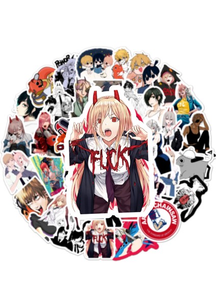 CS07-4 50 Adet Stil Çizgi Stil Anime Chainsaw Man Stickerları Power Himeno Hayakawa Aki Reze Higashiyama Kobeni Stikerler Su Geçirmez Pvc Çocuk Oyuncakları (Yurt Dışından)