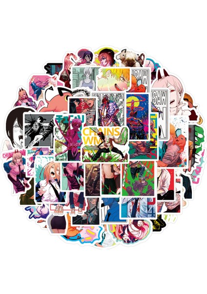 CS07-4 50 Adet Stil Çizgi Stil Anime Chainsaw Man Stickerları Power Himeno Hayakawa Aki Reze Higashiyama Kobeni Stikerler Su Geçirmez Pvc Çocuk Oyuncakları (Yurt Dışından) modelleri