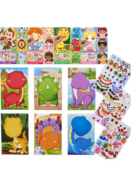 Turuncu Tarzı Yüz Dıy Hayvan Puzzle Sticker Çocuklar Eğlenceli Oyun Hediye Yaratıcı Sticker Bebek Oyuncakları (Yurt Dışından) fırsatları
