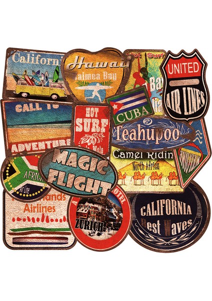 Retro Çıkartmalar Vintage Plaj Sörf Çıkartmaları Su Geçirmez Pvc Kaykay Bagaj Motosiklet Dizüstü Bilgisayar Araba Dizüstü Sörf Çıkartmaları (Yurt Dışından)