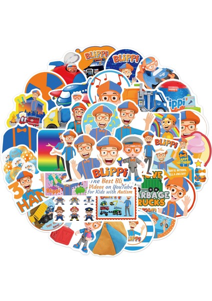 50 Adet Tarzı Anime Çizgi Filmi Blippi Graffiti Valiz Kaykay Anti Dekoratif Kendin Yap Su Geçirmez Sevimli Sticker Etiket Hediye Çocuk Oyuncakları (Yurt Dışından)