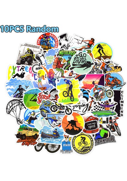 10 Adet Tarzı Ekstrem Spor Sticker Graffiti Serin Macera Çocuk Çıkartmalar Kaykay Dizüstü Araba Bisiklet Kask Motosiklet Açık Hava Sticker Su Geçirmez (Yurt Dışından)