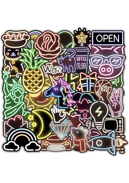 15 Sevimli Kelime Stili Yamıow Karanlıkta Parlayan Neon Işıklı Unicorn Sevimli Kedi Sticker'ı Yatak Odası Valiz Laptop Şişe Gitar Oyuncağa Yapışkanlık (Yurt Dışından) fiyatları