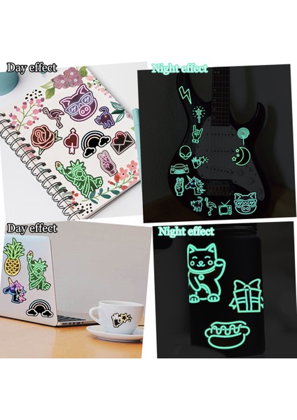 15 Sevimli Kelime Stili Yamıow Karanlıkta Parlayan Neon Işıklı Unicorn Sevimli Kedi Sticker'ı Yatak Odası Valiz Laptop Şişe Gitar Oyuncağa Yapışkanlık (Yurt Dışından) fırsatları