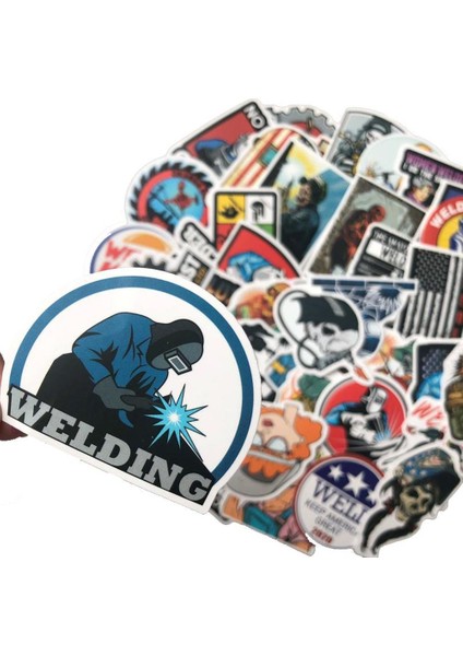 D-50 Adet Tarzı Pc'ler Kaynak Işçisi Çıkartmalar Çizgi Film Grafiti Çıkartmalar Moda Bagaj Kaykay Su Geçirmez Çıkartmalar Araba Stil Çıkartmaları (Yurt Dışından) fiyatları