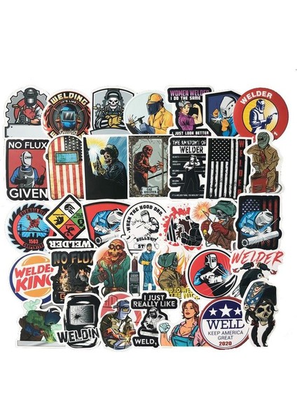 D-50 Adet Tarzı Pc'ler Kaynak Işçisi Çıkartmalar Çizgi Film Grafiti Çıkartmalar Moda Bagaj Kaykay Su Geçirmez Çıkartmalar Araba Stil Çıkartmaları (Yurt Dışından) fırsatları