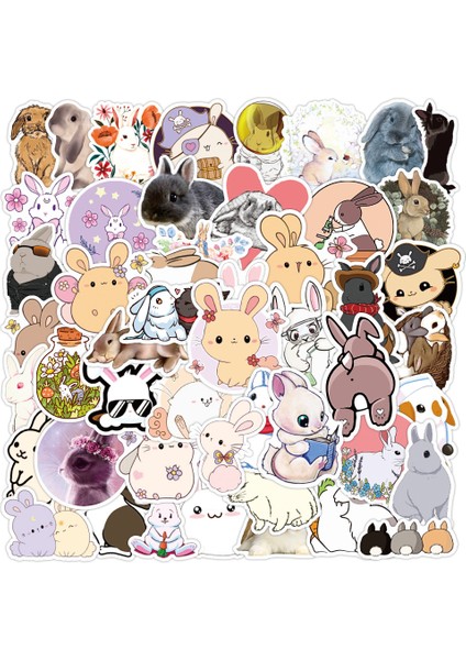 A-50 Adet Tarzı Sevimli Tavşan Dıy Dekor Sticker Çıkartma Laptop Telefon Defter Kaykay Çocuk Hediye Oyuncağı (Yurt Dışından) fırsatları