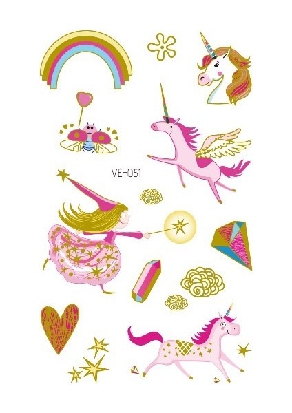 No.51 Tarzı Çocuklar Için Çizgi Film Unicorn Geçici Dövme Sticker Yüz Çocuk Vücut Sahte Dövme Vücut Makyajı Su Geçirmez Yüz Etiketleri (Yurt Dışından)