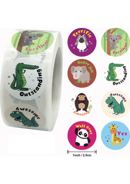 1 Rulo B Stili Rulo Dizüstü Bilgisayar Etiketleri Ödül Motivasyon Hayvan Sticker Oyuncaklar Hayvanat Bahçesi Sevimli Stickerlar Telefon Üzerinde (Yurt Dışından)