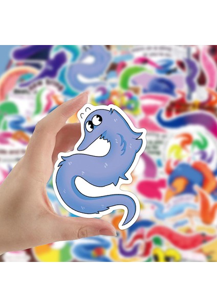 50 Adet Solucan Tarzı Sihirli Ip Üzerinde Solucan Stickerları Karikatür Sihirli Solucan Stickerları Kaykay Bavul Laptop Baggaj Gitar Araba Için (Yurt Dışından)